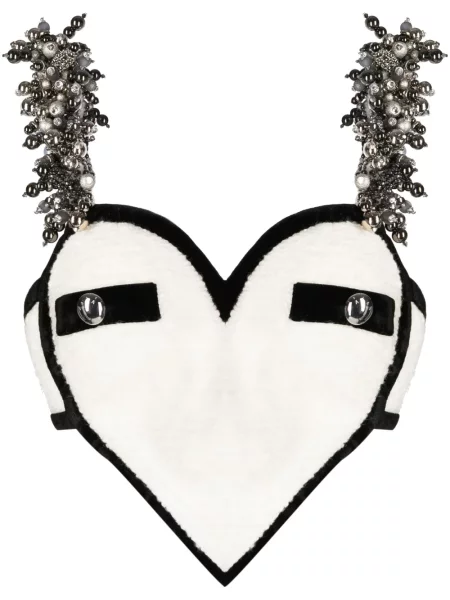 Top Area tweedowy w serca o krotszym kroju biały