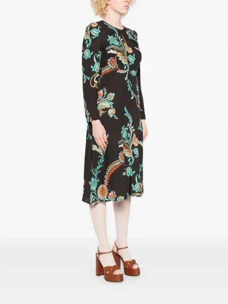 Rochie maxi Etro cu model floral cu imagine lungă negru