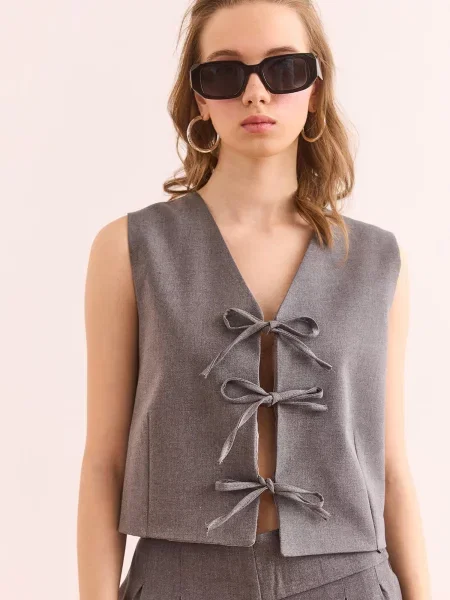 Olalook Vestă amestecat gri