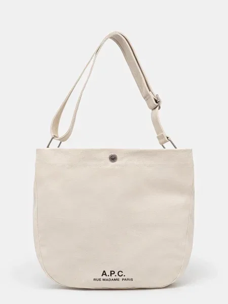 Listonoszka A.p.c. z nadrukiem skórzana beżowa