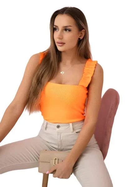Halenka s volánky na ramínkách oranžově neonová oranžová
