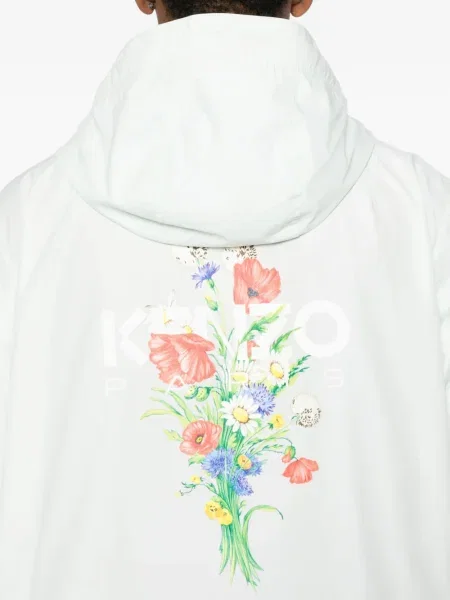 Geacă Kenzo cu model floral cu glugă cu imagine verde