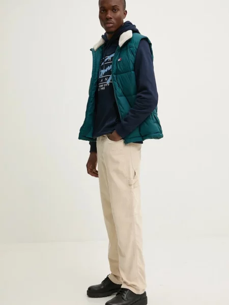 Tommy Jeans Hlače iz rebrastega žameta bež