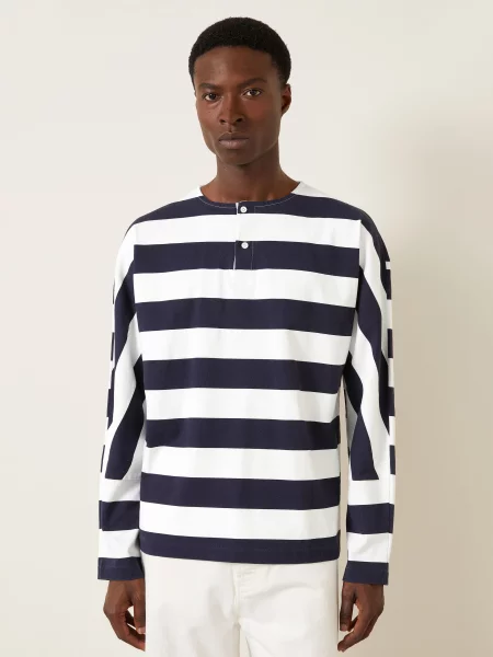 Jacquemus Bluzka Typu Henley Le Tshirt Mariniere Ml blau biała