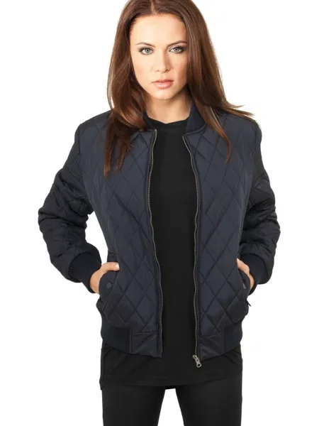 Urban Classics Prechodná bunda Diamond Quilt námornícka modrá čierna