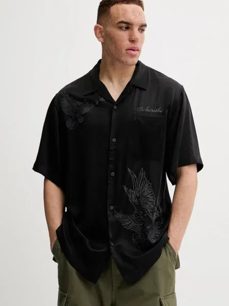 Srajca Maharishi Peace Dove Embroidered Shirt črna
