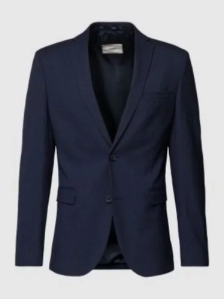 Marynarka zapinana na dwa z kołnierzem z połami model ‘Pure’ S.oliver Black Label niebieska