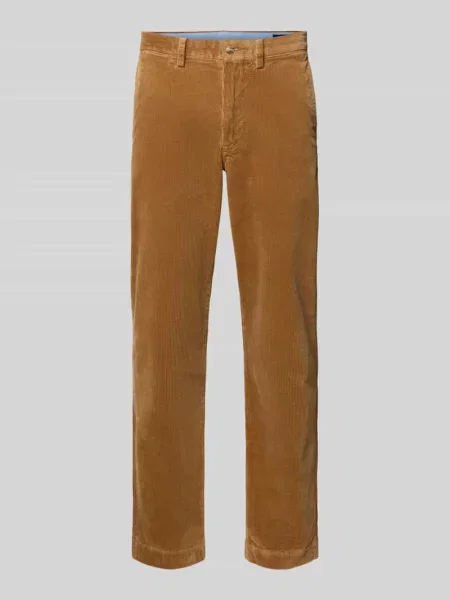 Spodnie sztruksowe o kroju straight fit z mieszanki bawełny Polo Ralph Lauren brązowe