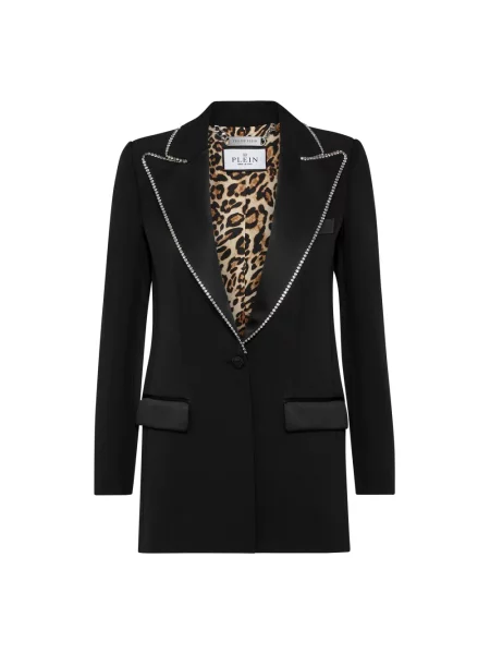 Satynowa marynarka Philipp Plein typu teddy czarna