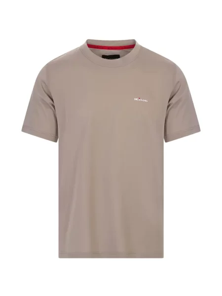 Tricou Kiton cu broderie cu decolteu rotund maro