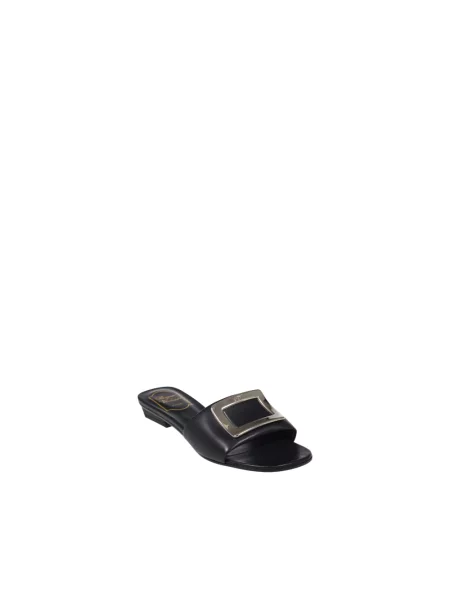 Klapki mules Roger Vivier skórzane czarne