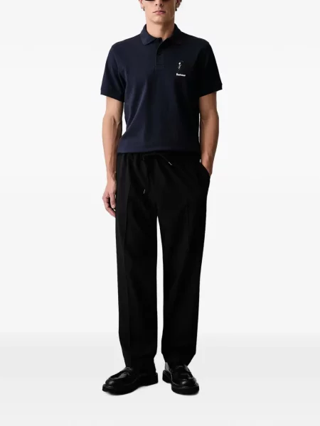 Tricou polo Barbour cu broderie albastru