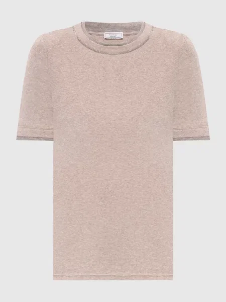 Меланжева футболка з ланцюжком та люрексом Peserico бежева