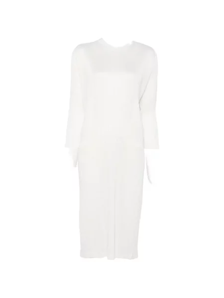 Rochie Pleats Please Issey Miyake cu mâneci trei sferturi alb