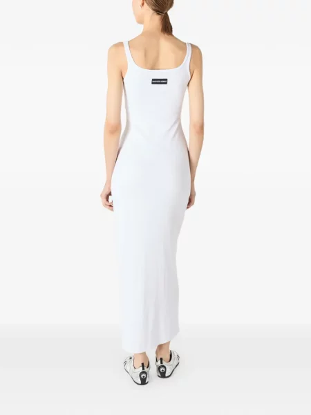 Rochie Marine Serre din jerseu de costum cu nervuri alb