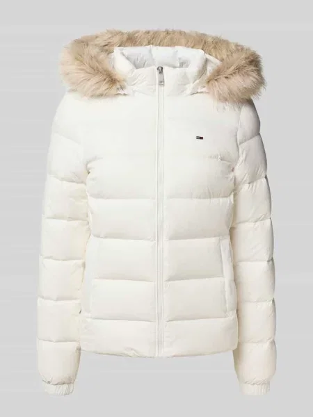 Kurtka pikowana o kroju slim fit z wypełnieniem puchem i pierzem Tommy Jeans biała