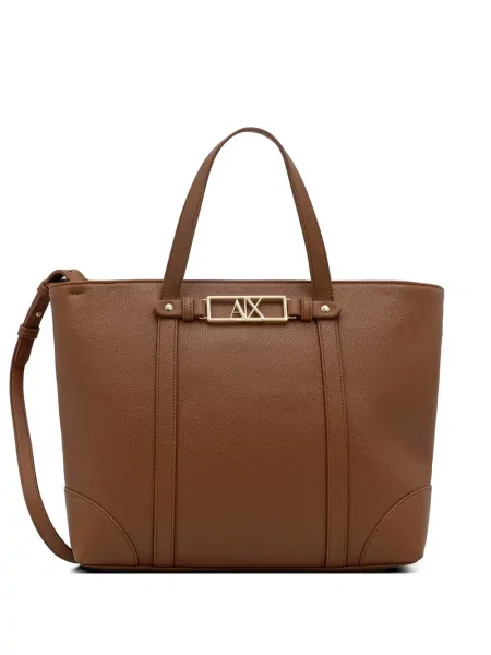 Geantă Armani Exchange cu autograf maro