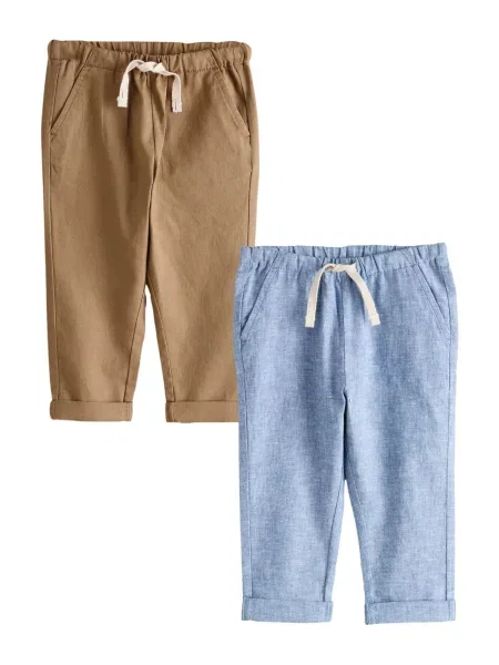Next Pantaloni maro cămilă / amestec albastru