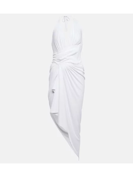 Asimetrična midi obleka Alexandre Vauthier povodcem bela