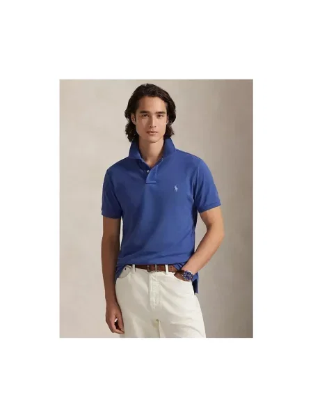 Koszulka polo o kroju slim fit z czystej bawełny Polo Ralph Lauren niebieska