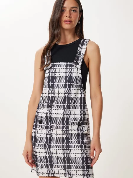 Happiness İstanbul Salopetă rochie scurtă negru alb