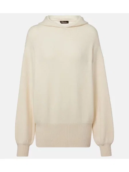 Hanorac cu glugă Loro Piana din cașmir alb