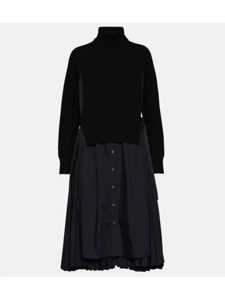 Rochie midi Sacai până la genunchi de costum negru