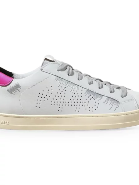 Sneakerși P448 cu broderie alb