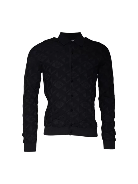 Długi sweter Dolce And Gabbana w geometryczne wzory czarny