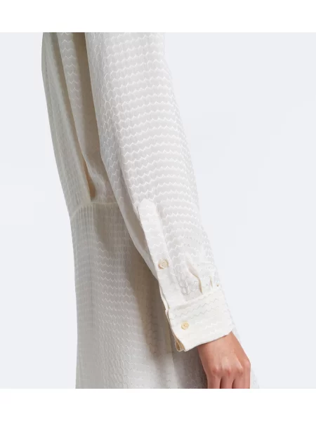 Rochie midi Fendi de mătase alb
