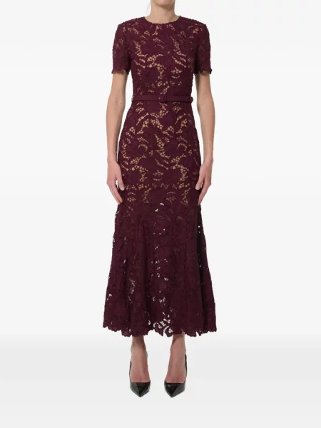 Cu centură rochie midi Self-portrait roșu