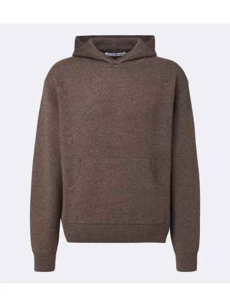 Hanorac cu glugă Acne Studios din cașmir maro