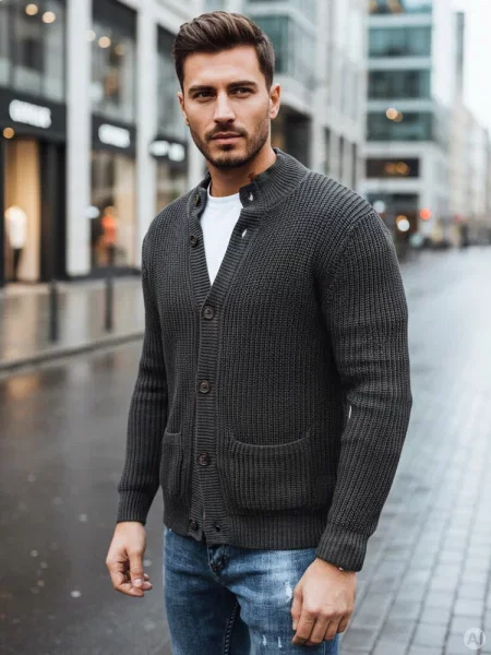 Sweter kardigan ciemnoszary Dstreet