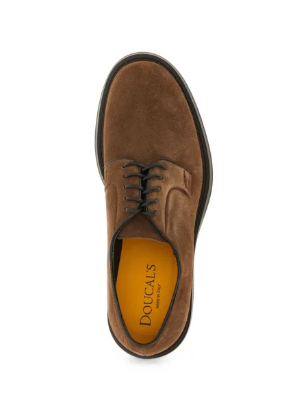 Pantofi derby Doucal's din piele de căprioară maro