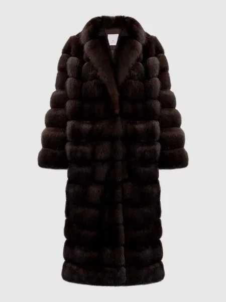 Подовжена шуба з хутра соболя Rindi коричнева