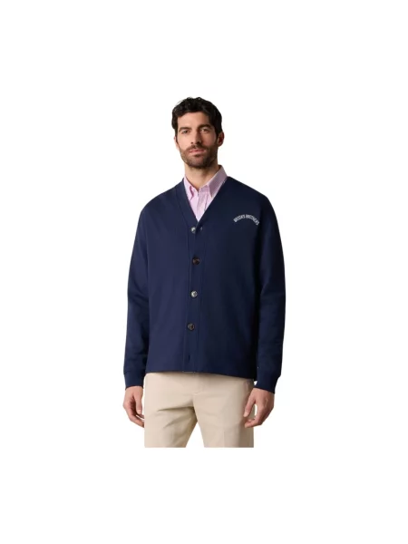 Kardigan Brooks Brothers z nadrukiem z dekoltem w serek niebieski