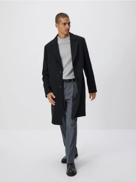 Шерстяное пальто Reserved черное