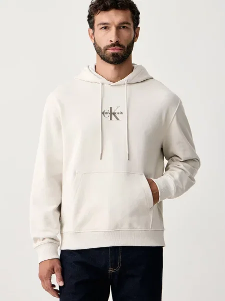 Calvin Klein Jeans hanorac cu glugă pentru bărbați din bej