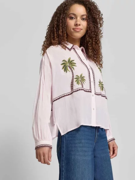 Bluzka koszulowa o kroju regular fit z kwiatowym haftem Jake*s Casual