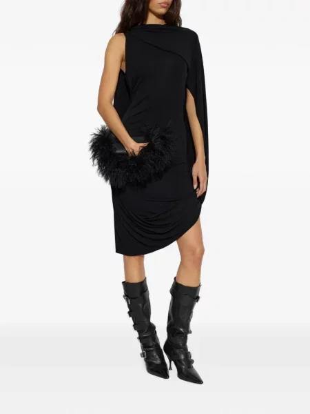 Rochie midi Alexander Wang asimetrică drapată negru