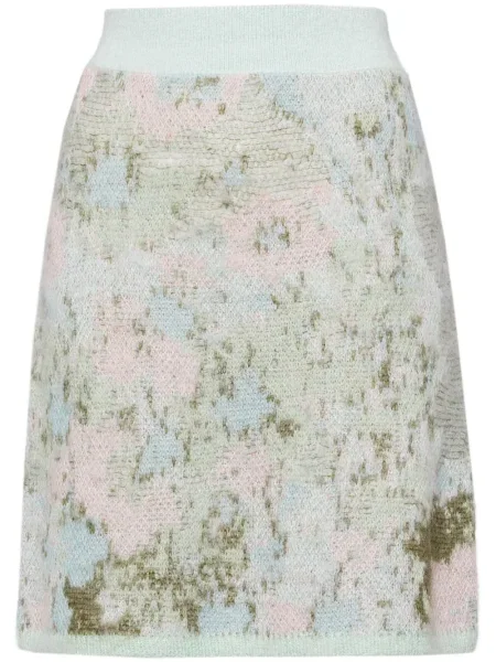 Fustă Onefifteen cu model floral tricotate albastru