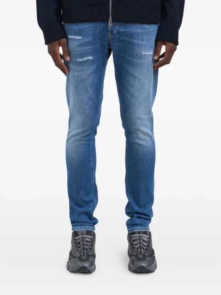 Дънки straight leg Dondup с протрити краища синьо