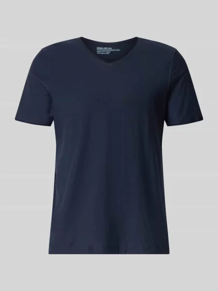 T-shirt z dekoltem w serek i zrolowanym brzegiem Mcneal granatowa