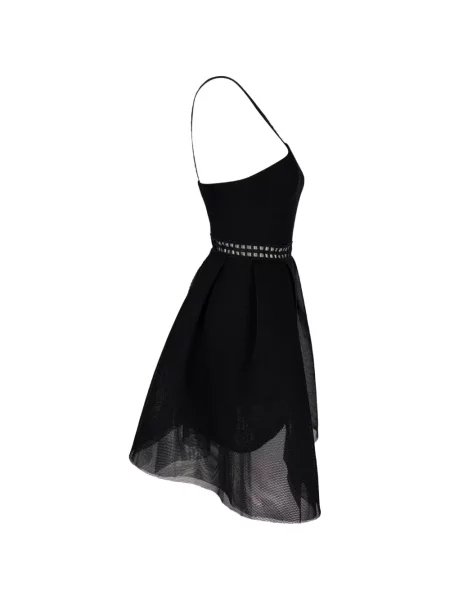 Rochie Self-portrait plasă asimetrică negru
