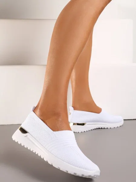 Tenisi Albi cu Inserție Metalică pe Călcâi Jestella alb