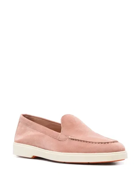 Pantofi loafer Santoni din piele de căprioară roz
