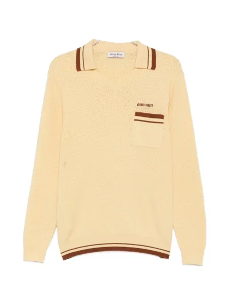 Pulover Miu Miu cu broderie cu dungi galben