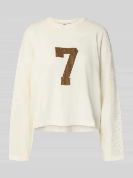 Sweter z dzianiny z obniżonymi ramionami Review biały