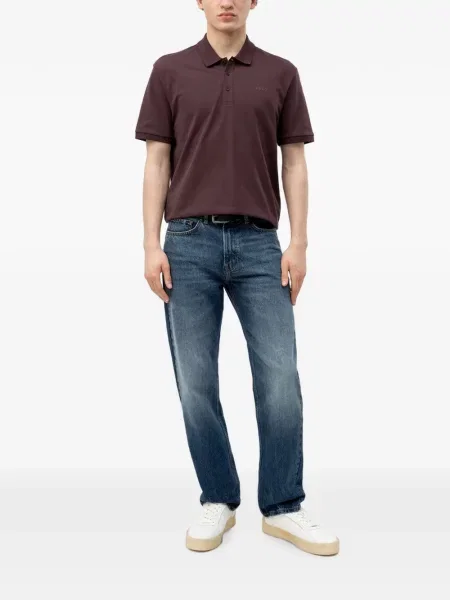 Tricou polo Hugo cu broderie maro