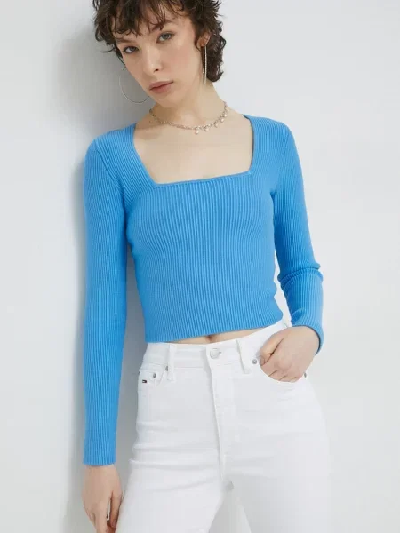 Пуловер Abercrombie & Fitch синьо